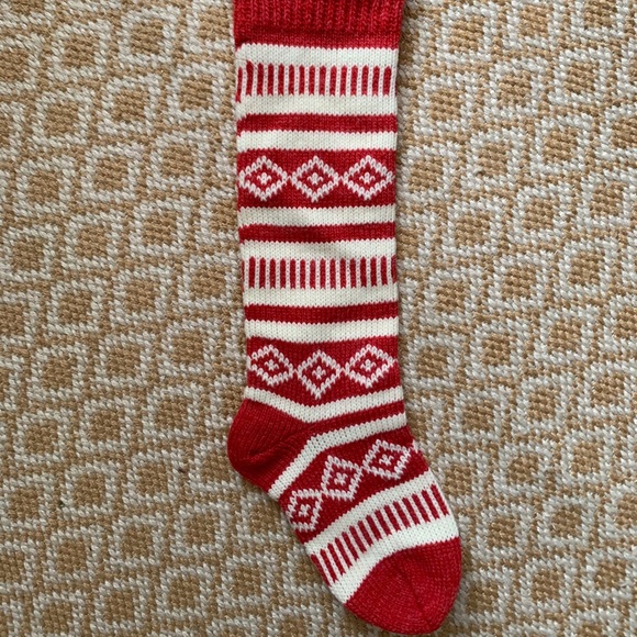 Red and white knit stocking - Picture 2 of 6